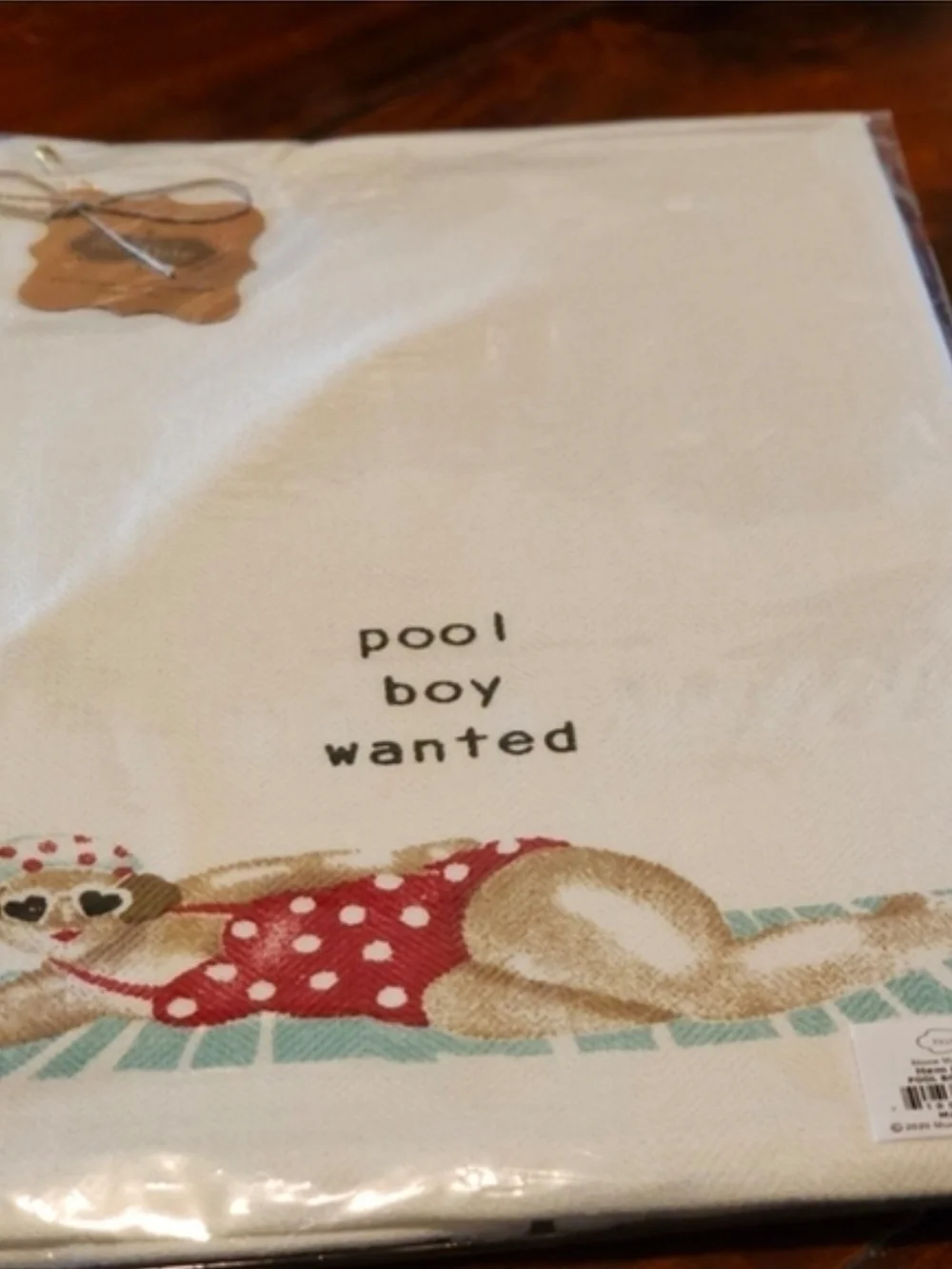 Pool Boy Wanted Towel with Retro Design Curvy Girl Beach Pinup